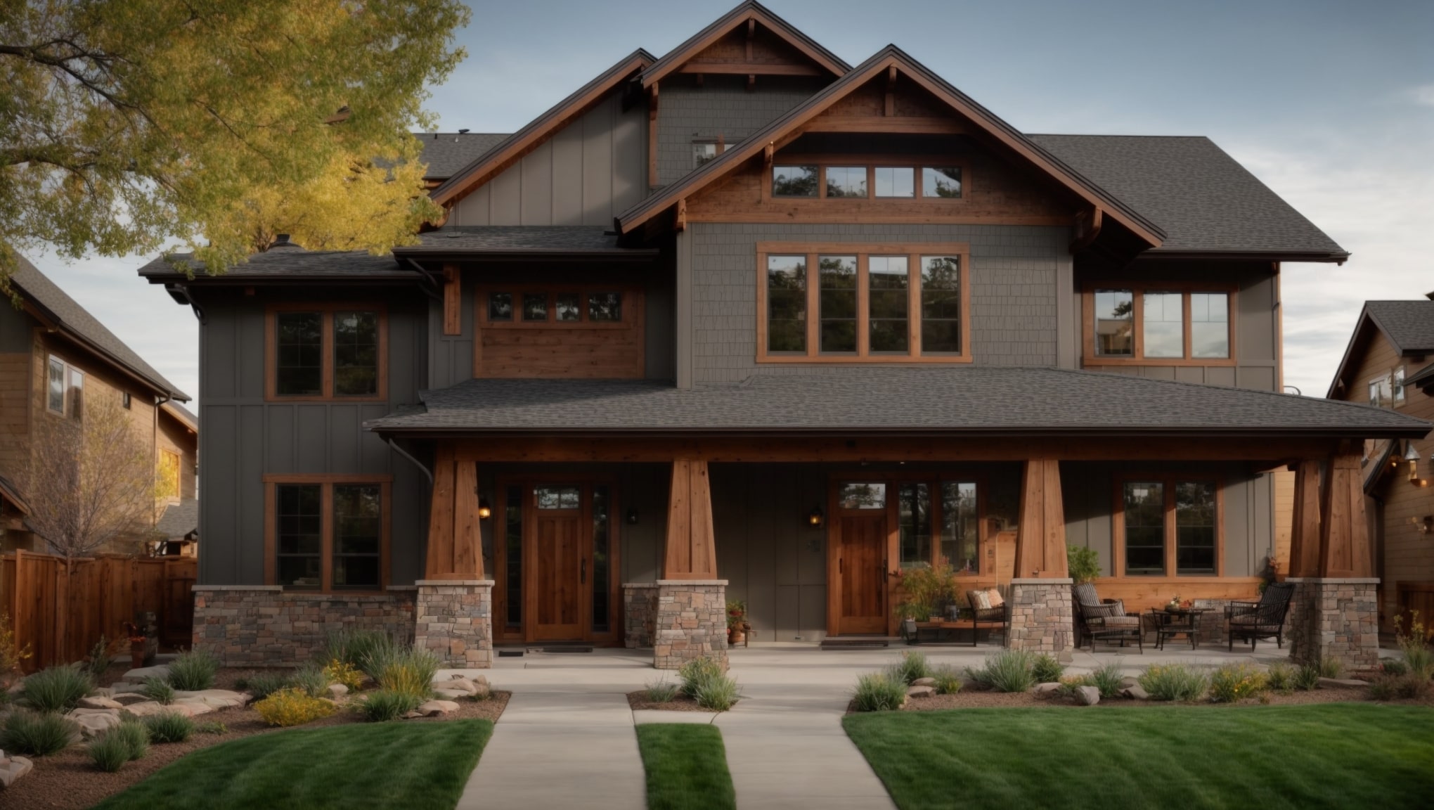A contemporary Craftsman-style home in Longmont, Colorado, adorned with durable James Hardie Siding.